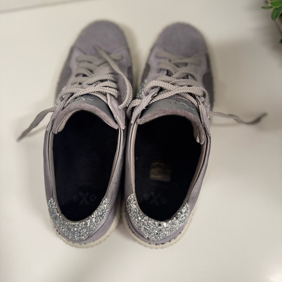 OXS Woobie Gray Silver Satin Suede Glitter Women's Sneaker 9.5 - Picture 12 of 13